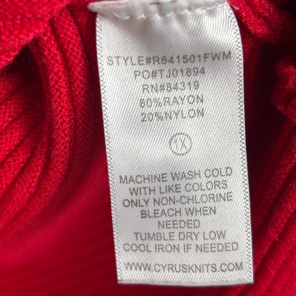 Cyrus Womens Size 1X Red Cowl Neck Ribbed Knit Sweater Pullover Winter Holiday - Picture 5 of 8